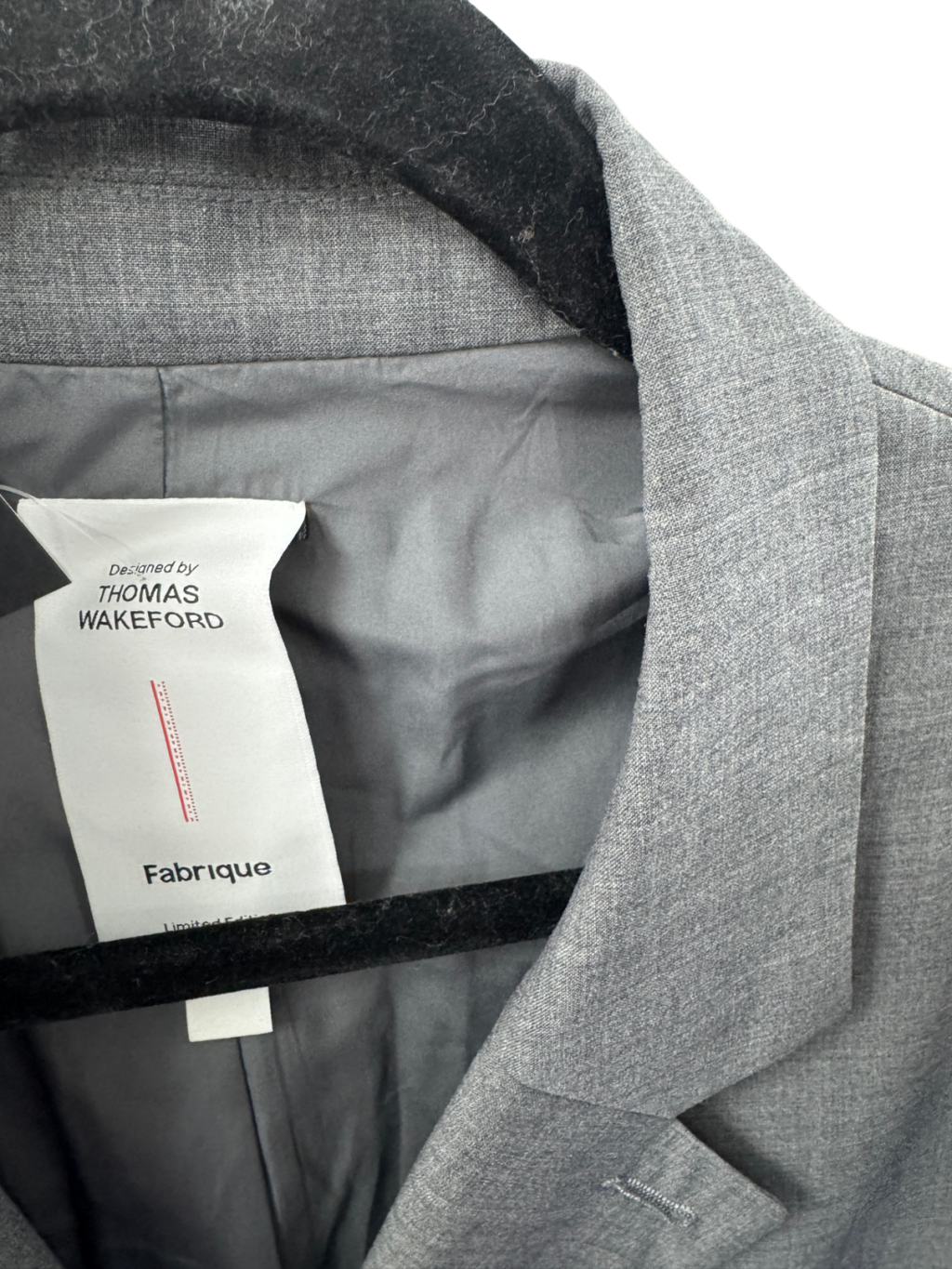 Fabrique x Thomas Wakeford Grey Cosmo Contrast Lined Blazer In Wool Blend UK S