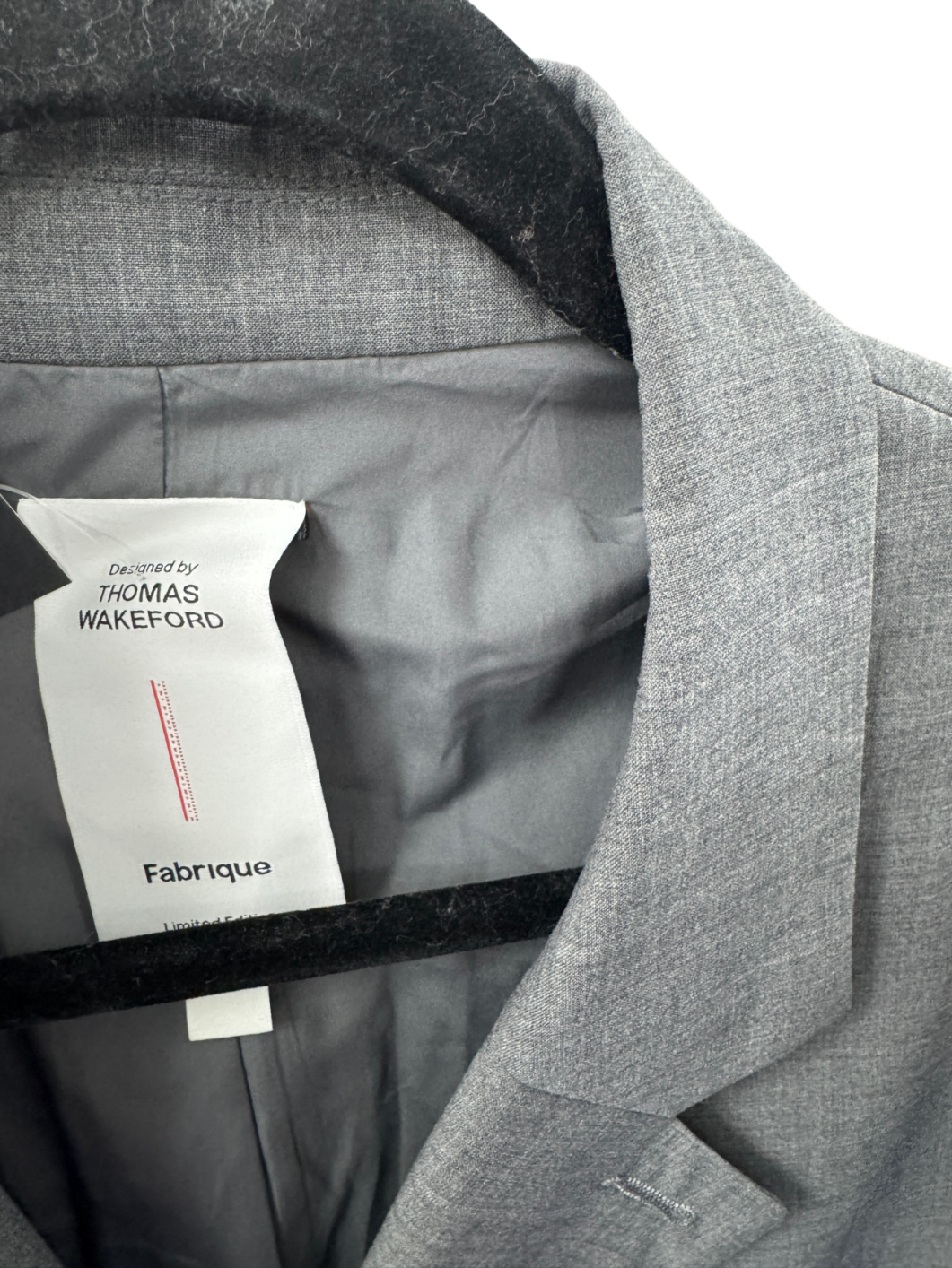 Fabrique x Thomas Wakeford Grey Cosmo Contrast Lined Blazer In Wool Blend UK S