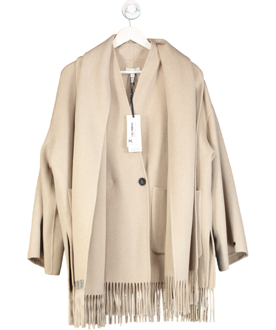 Next Cream Premium Handsewn Wool Rich Scarf Coat UK S