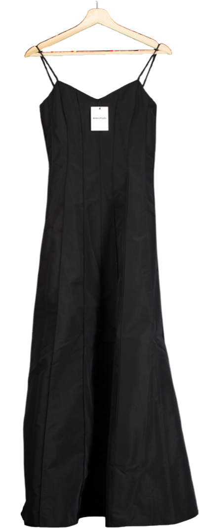 Whistles Black Laverne Taffeta Maxi Dress UK 6