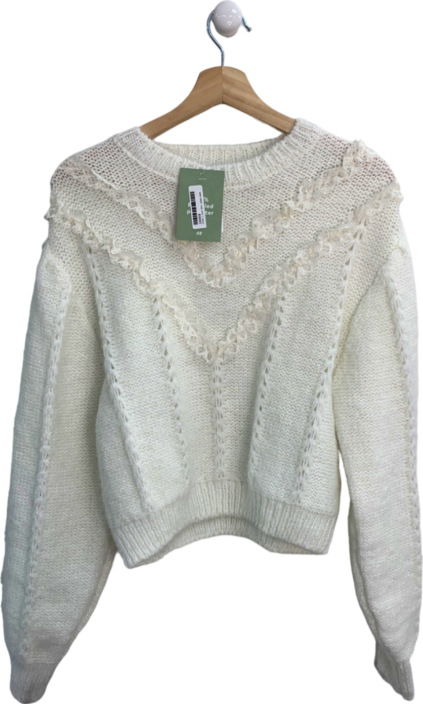 H&M White Knitted Sweater EUR S