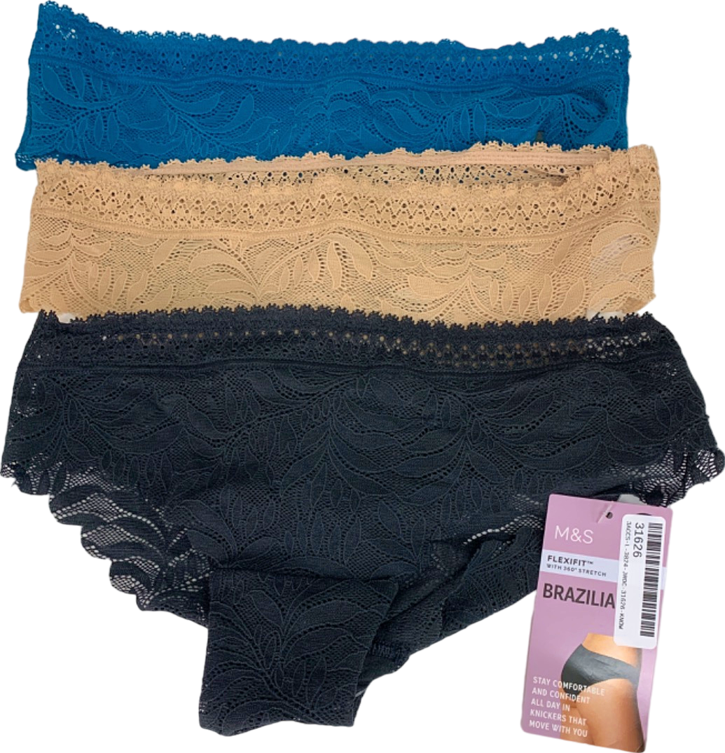 M&S Mixed Colours Flexifit Brasilia Knickers UK 8
