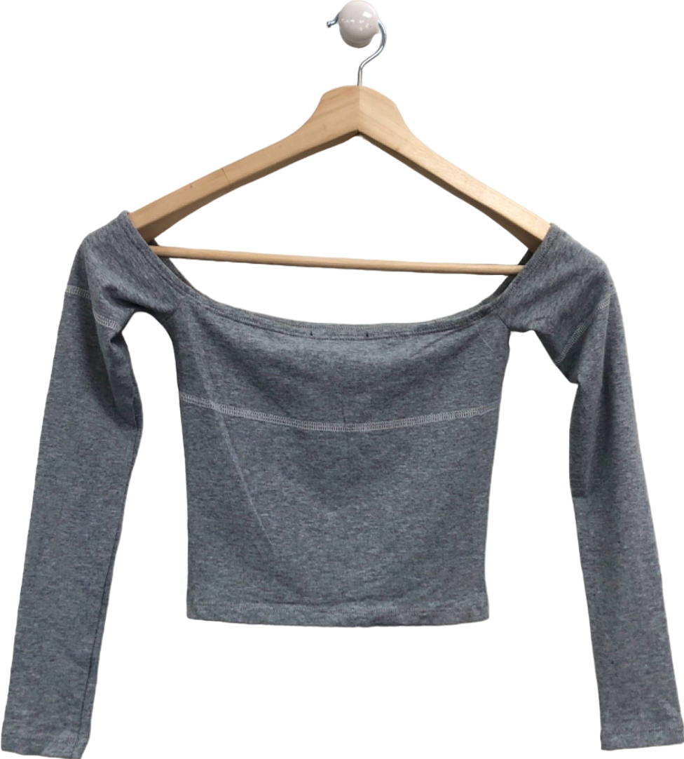 White Fox Grey Off-Shoulder Long Sleeve Top XS