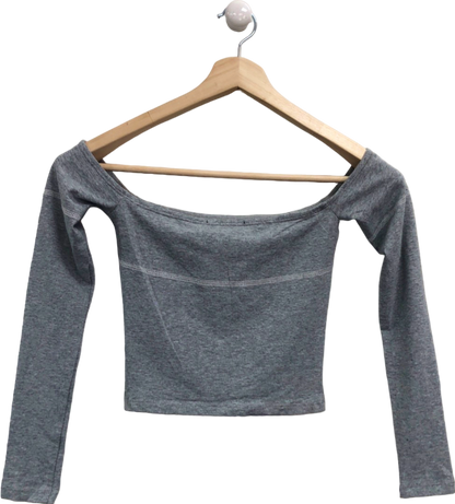 White Fox Grey Off-Shoulder Long Sleeve Top XS