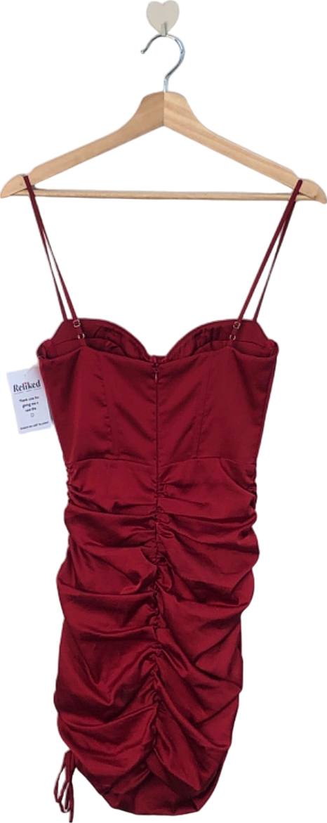 Oh Polly Red Ruched Bodycon Dress UK 6/US 2