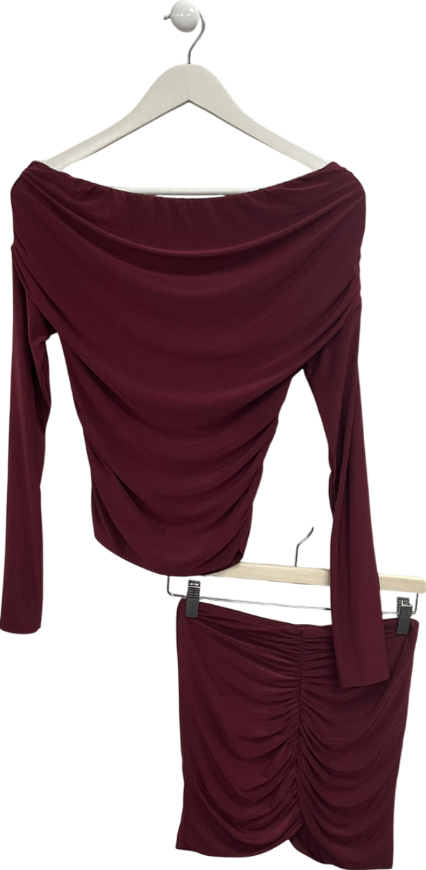 ASOS Red Ruched Mini Skirt And Top Set UK S