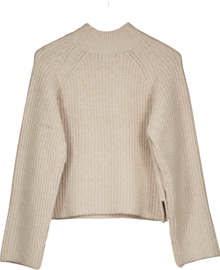 NEW LOOK  Ivory Knitted Turtleneck Soft Knit Jumper With Side Splits UK M