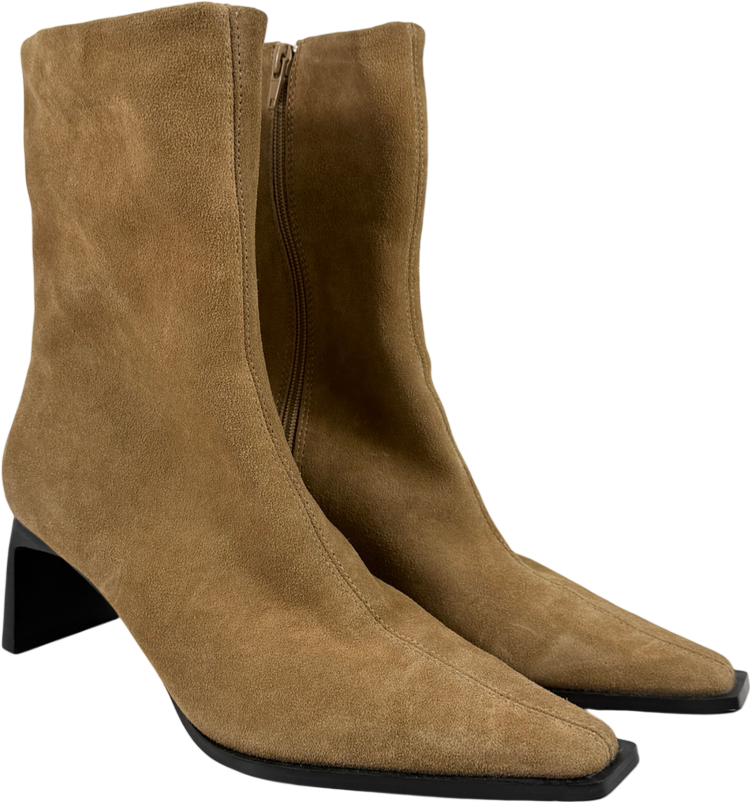 Topshop Beige Nadie Real Suede Chisel Toe Ankle Boot UK 5 EU 38