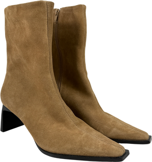 Topshop Beige Nadie Real Suede Chisel Toe Ankle Boot UK 5 EU 38