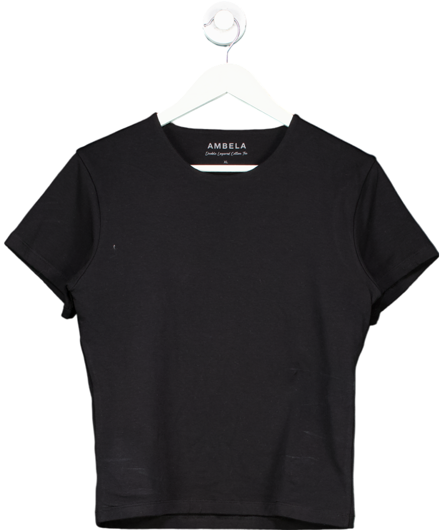 Ambela Black Double Layered Cotton Tee UK XL