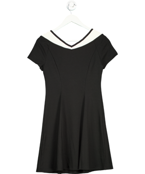 Goelia Black V-neck Slim Patchwork Mini Dress UK 8