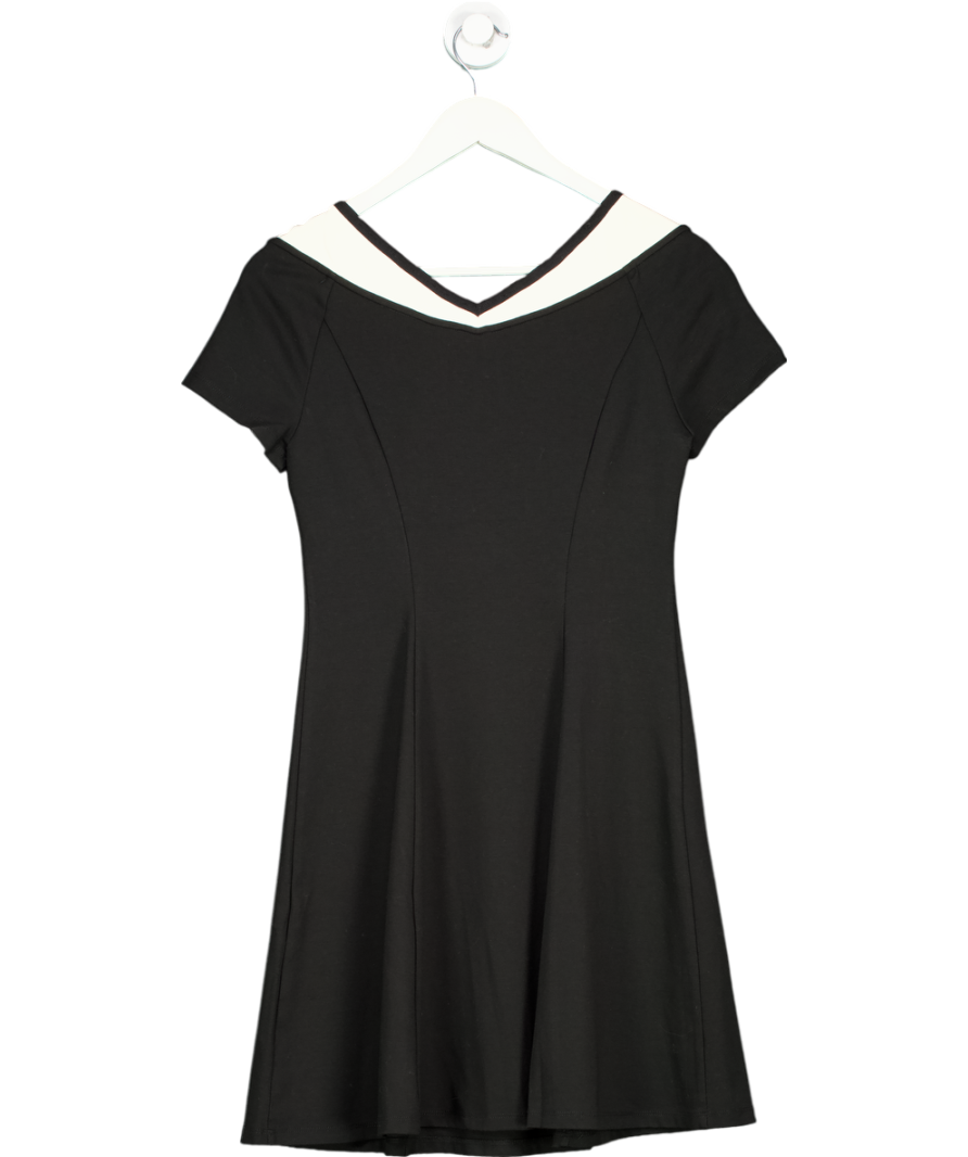 Goelia Black V-neck Slim Patchwork Mini Dress UK 8