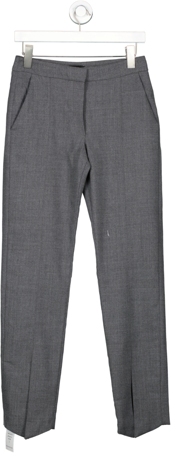 Karen Millen Grey Premium Wool Flannel Split Cuff Detail Slim Leg Trouser UK 6