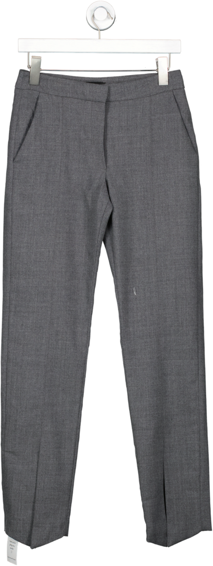 Karen Millen Grey Premium Wool Flannel Split Cuff Detail Slim Leg Trouser UK 6