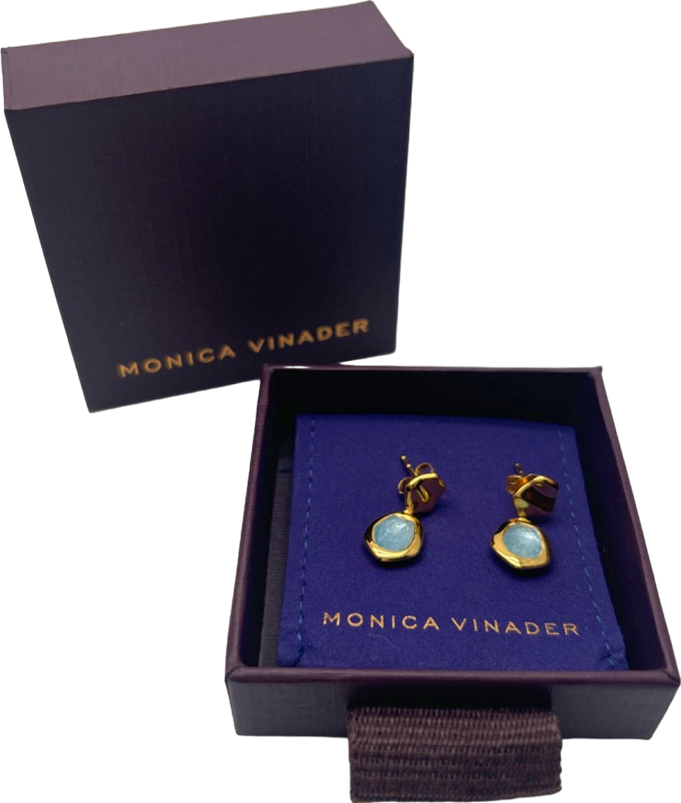 Monica Vinader Gold Blue Drop Earrings - Aquamarine