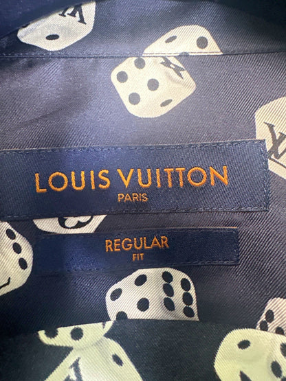 Louis Vuitton Navy Dice Print Silk Shirt UK S