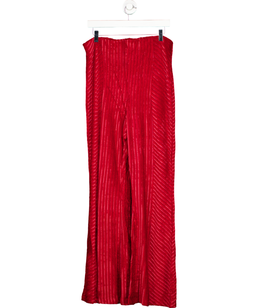 Free People Red Slim Pull-on Velvet Flare Pants UK XS