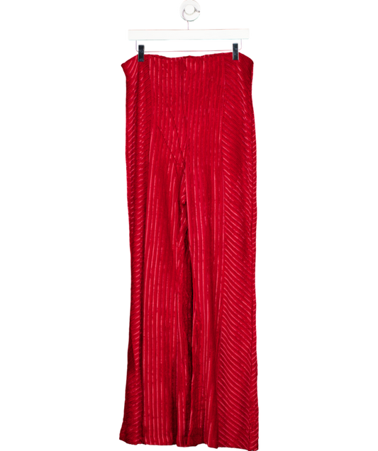 Free People Red Slim Pull-on Velvet Flare Pants UK XL