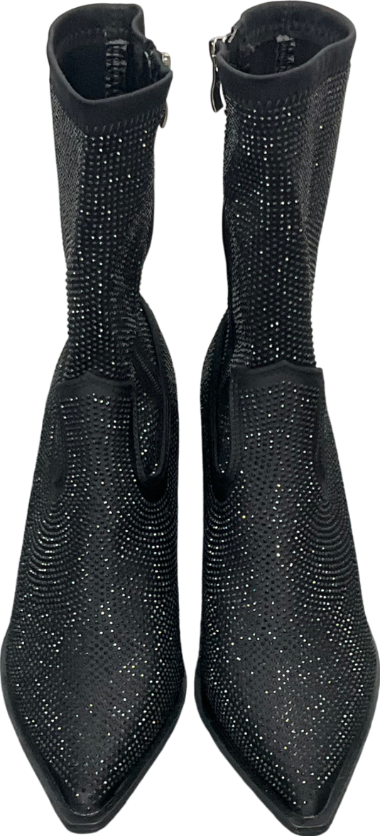 Public Desire Black Wild One Dimante Western Cowboy Boots UK 5 EU 38 👠