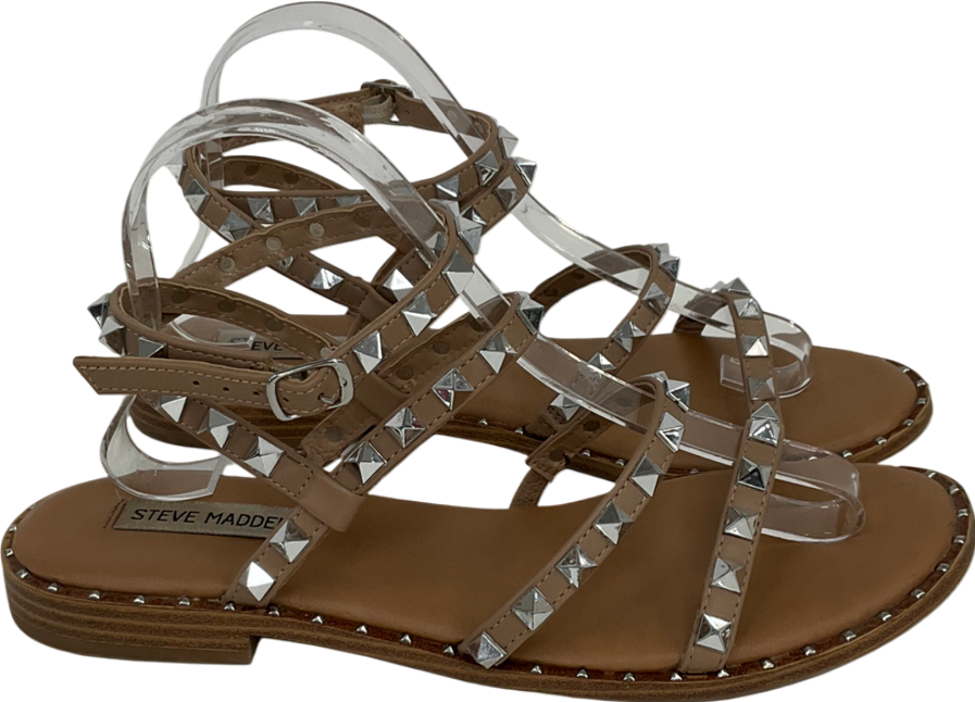 STEVE MADDEN Beige Travel rockstud Sandals UK 6.5 EU 39.5 👠