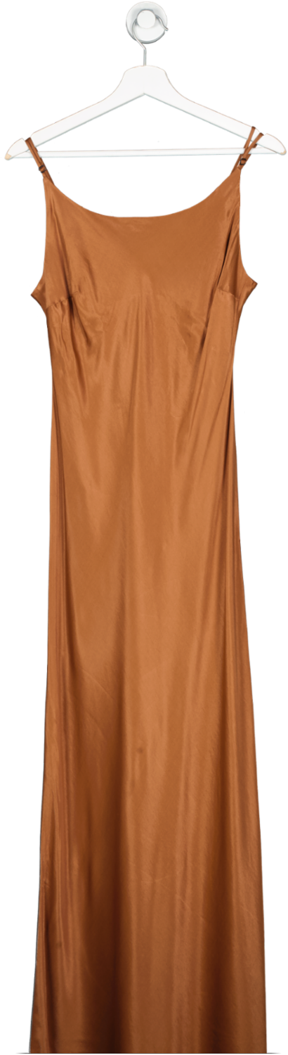 LILY AND LIONAL Brown Roxy Dress Tobacco Viscose Satin UK 12