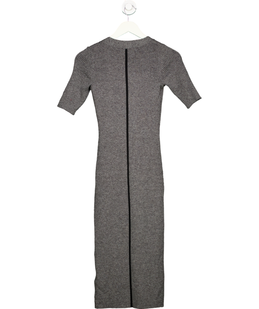 REISS Grey Ribbed Wool Blend Midi Dress UK XS