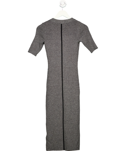 REISS Grey Ribbed Wool Blend Midi Dress UK XS