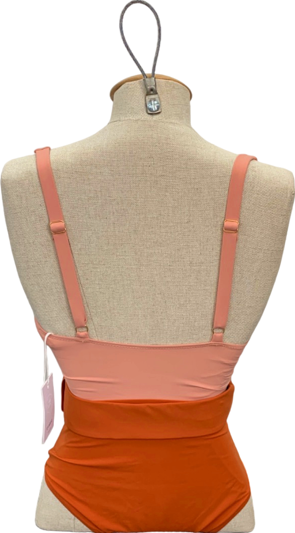 Evare Peach Pink/Papaya Cassandra Belted One Piece UK S