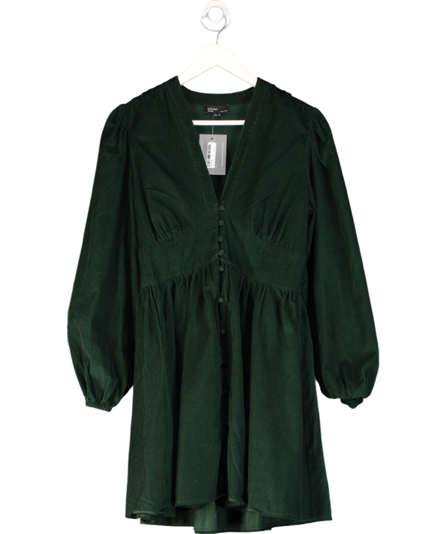 Nobody's Child Dark Green Cord Long Sleeve Starlight Mini Dress UK 10