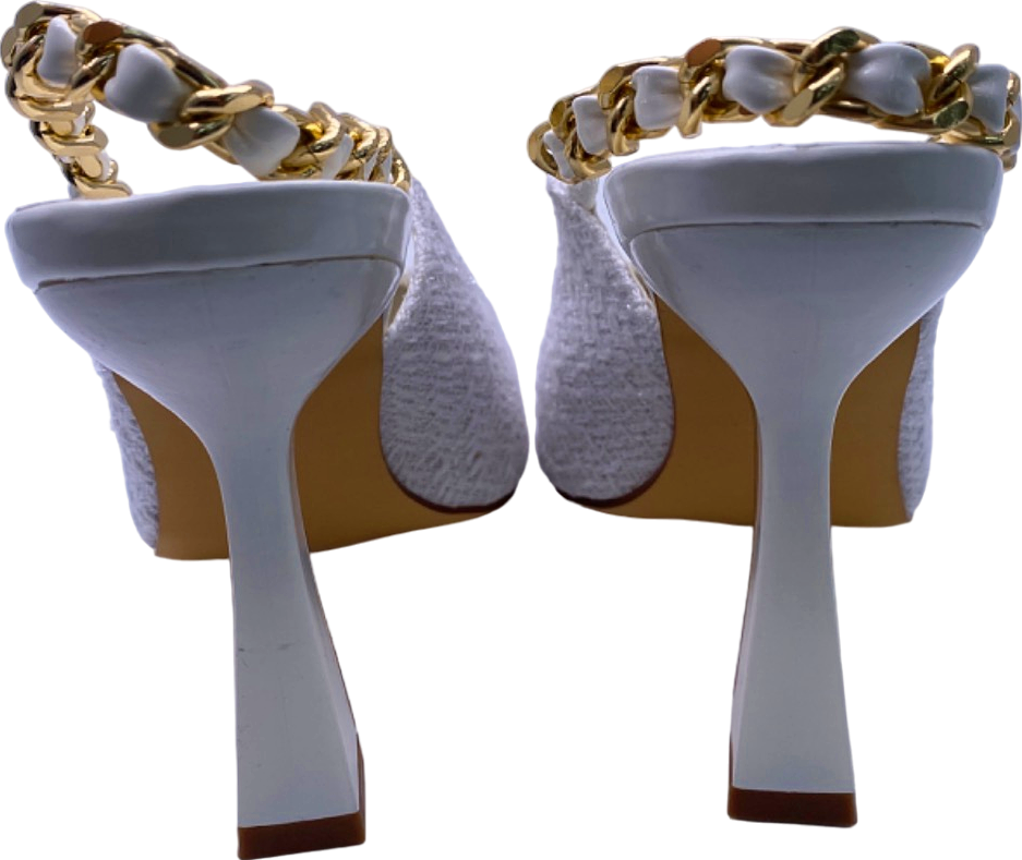 Fashion Nova White Chain Slingback Heels UK 4