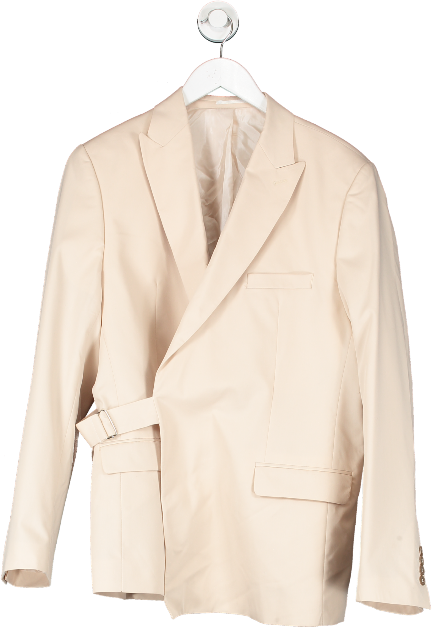 boohooMan Beige Double Breasted Belted Slim Suit Jacket UK 10