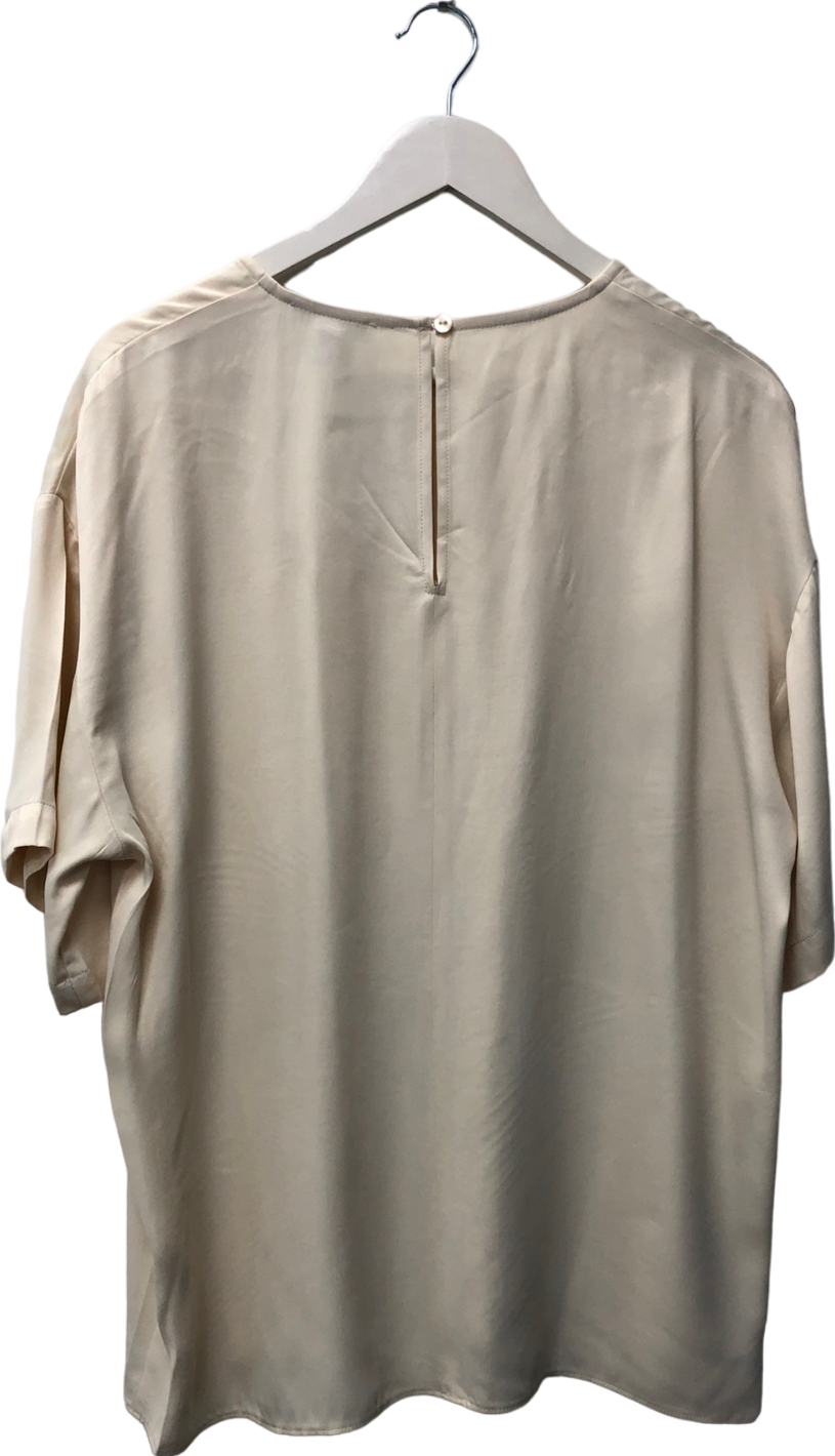 River Island Cream Short Sleeved Satin Shirt UK 10