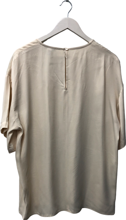 River Island Cream Short Sleeved Satin Shirt UK 10