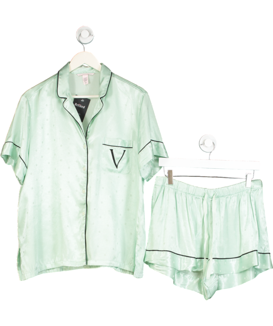 Victoria's Secret Mint Green Jacquard Spot Shortie Pyjamas UK L