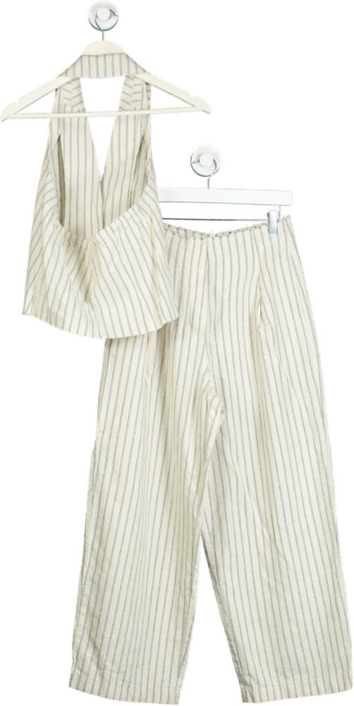 ASOS Design Beige Striped Halter Top and Trousers Set UK 8