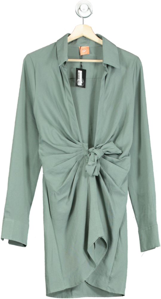 Noughts & Kisses Sage Green Front-Tie Dress UK M