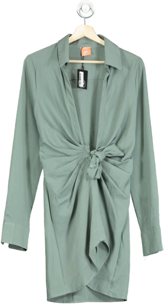 Noughts & Kisses Sage Green Front-Tie Dress UK M