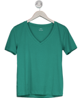 MANGO Green V-neck Cotton T-shirt UK XS