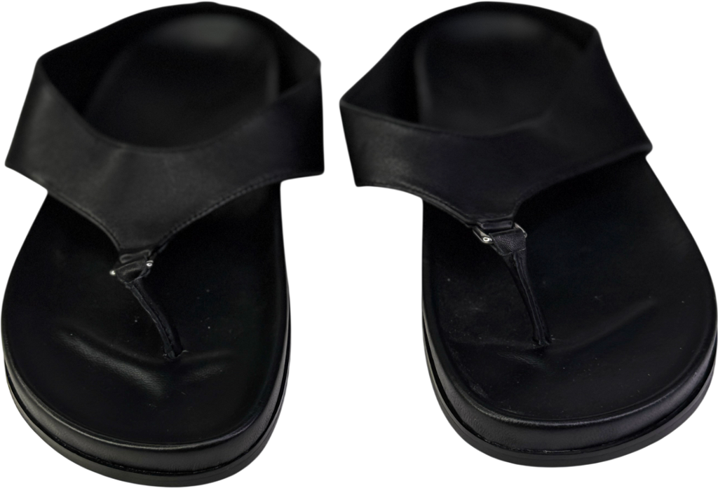 REBE Black Leather Footbed Antonia Slide Sandal UK 6 EU 39 👠