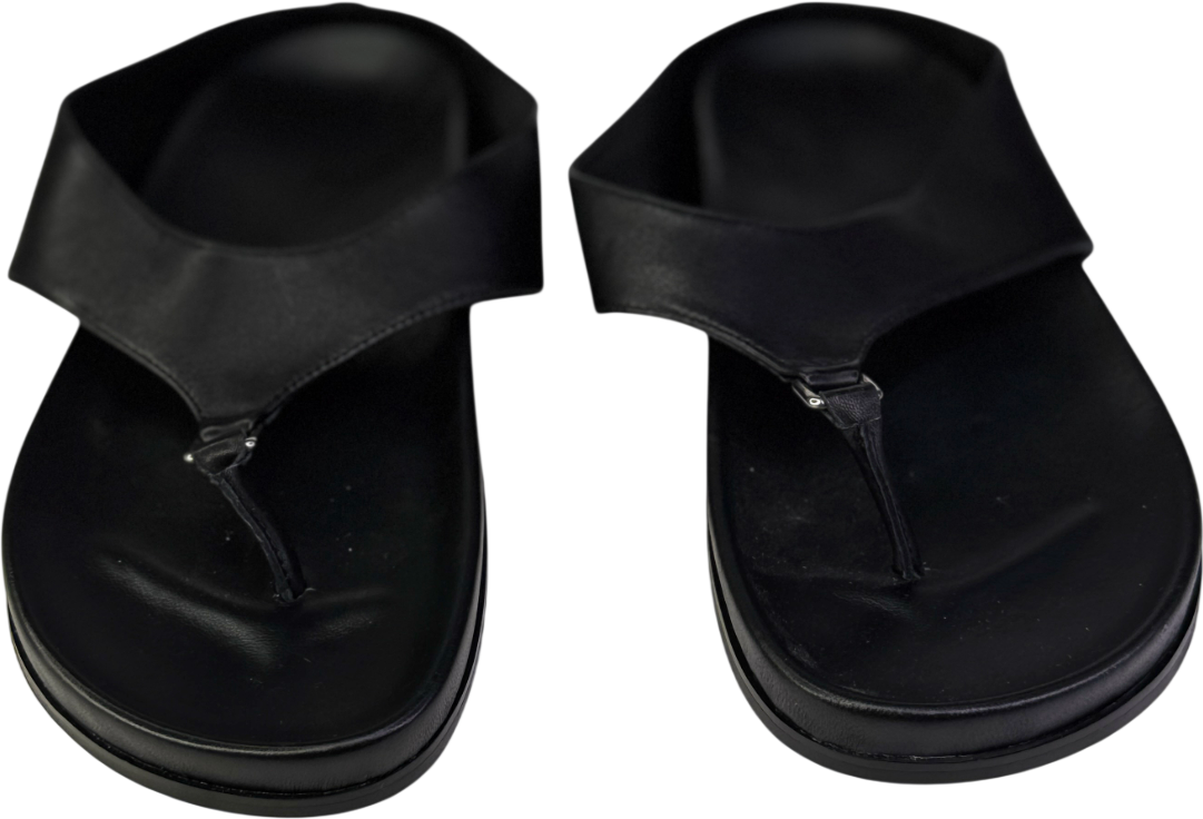 REBE Black Leather Footbed Antonia Slide Sandal UK 6 EU 39 👠