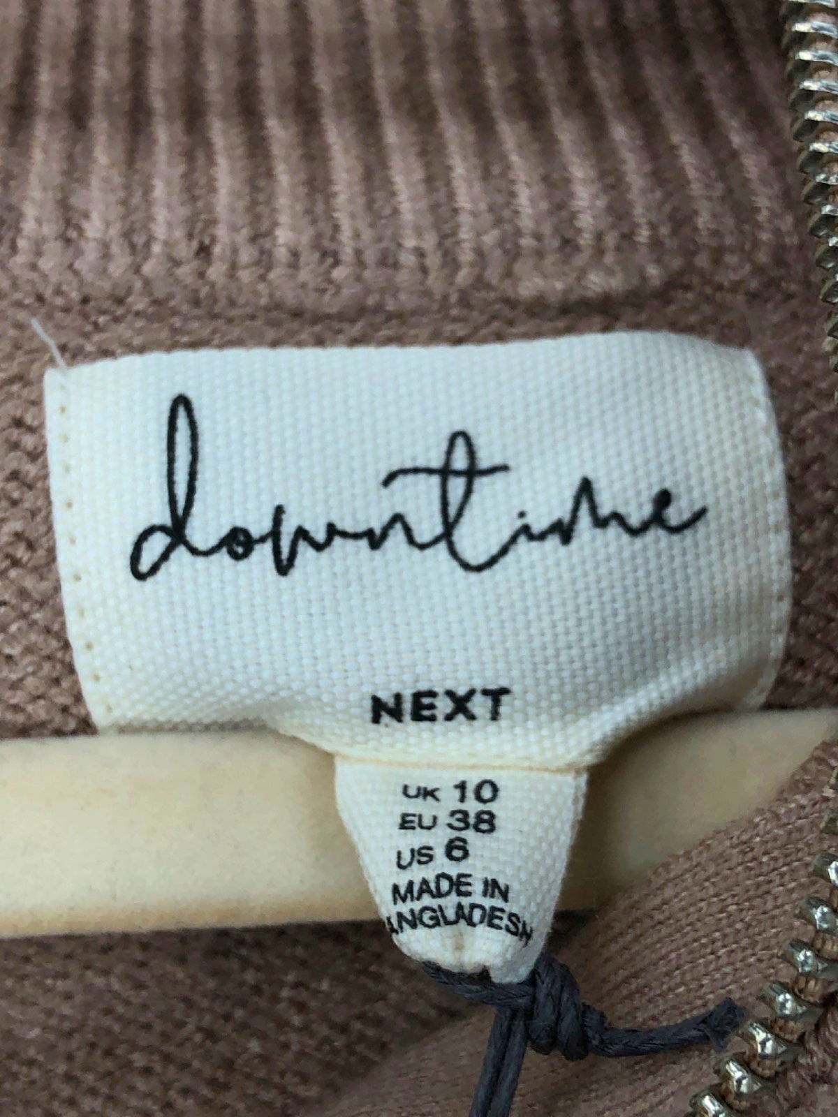 Next Beige and Black Striped Zip-Up Jumper UK 10