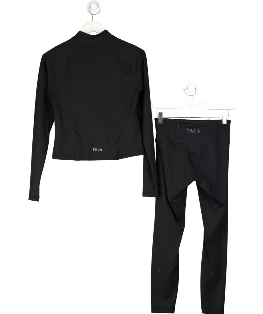 TALA Black Skinluxe Zip Through Running Top And Leggings Set UK L