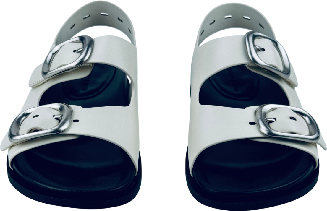 CHARLES & KEITH Buckled Double-strap Slingback Sandals - Chalk White UK 5 EU 38 👠