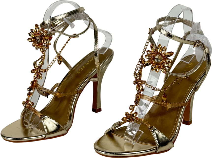 White Fox Metallic Chaya Embellished Wrap Heel Champagne UK 6 EU 39