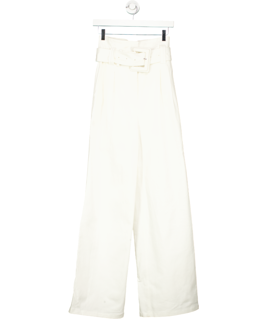 Alexis White Belted wide leg trousers UK 6