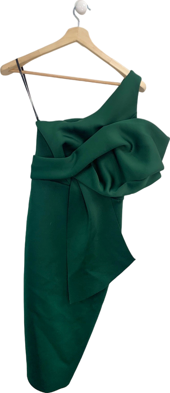 ASOS Design Green One Shoulder Ruffle Dress UK 10