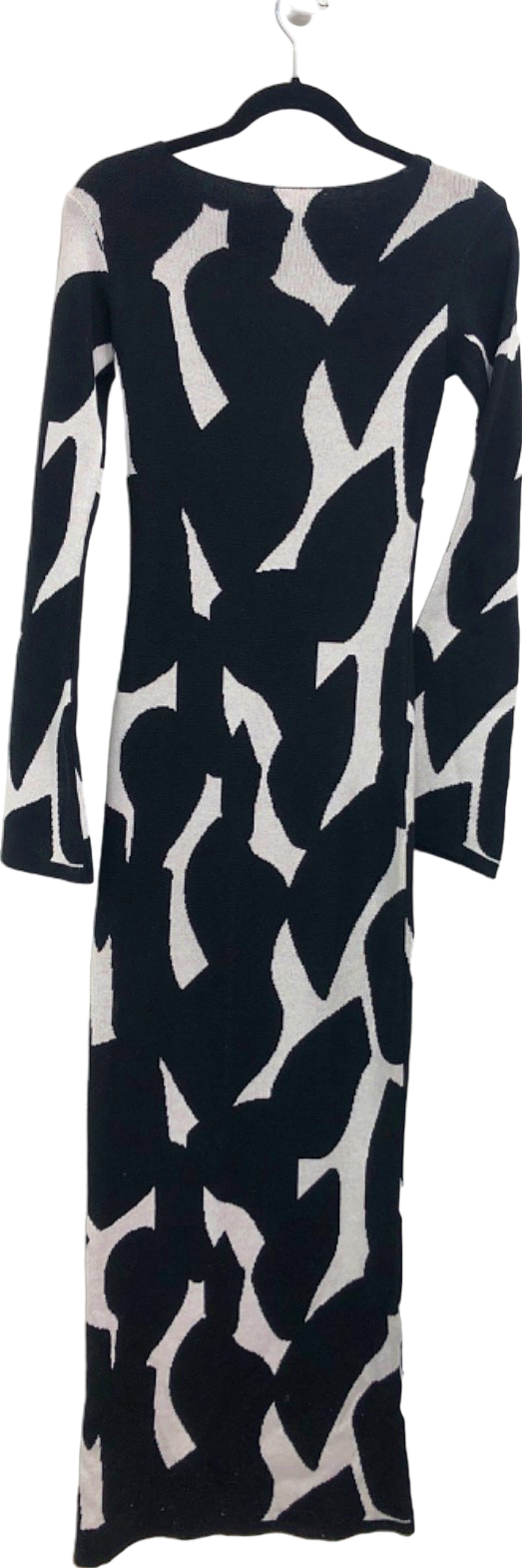 NA-KD Black and White Wide Sleeve Knitted Maxi Dress UK XS