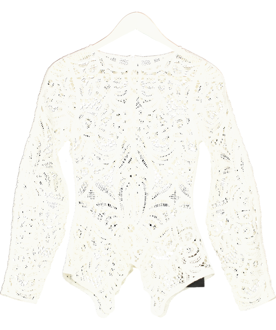 & Other Stories Cream Crochet Lace Peplum Top UK XS/S