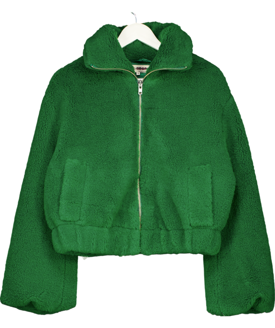Free People Green Get Cozy Teddy Jacket UK XS