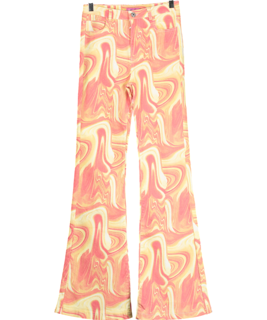 Edikted Orange Wavy Bootcut Jeans UK S